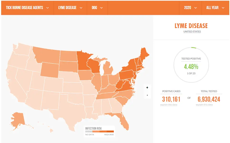 Lyme disease prevalence in the USA